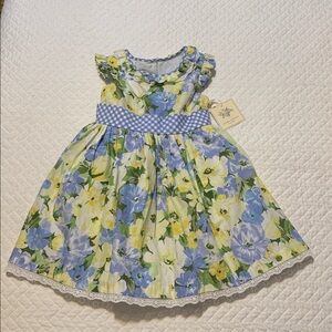 Laura Ashley Floral Dress with Blue and Yellow Accents